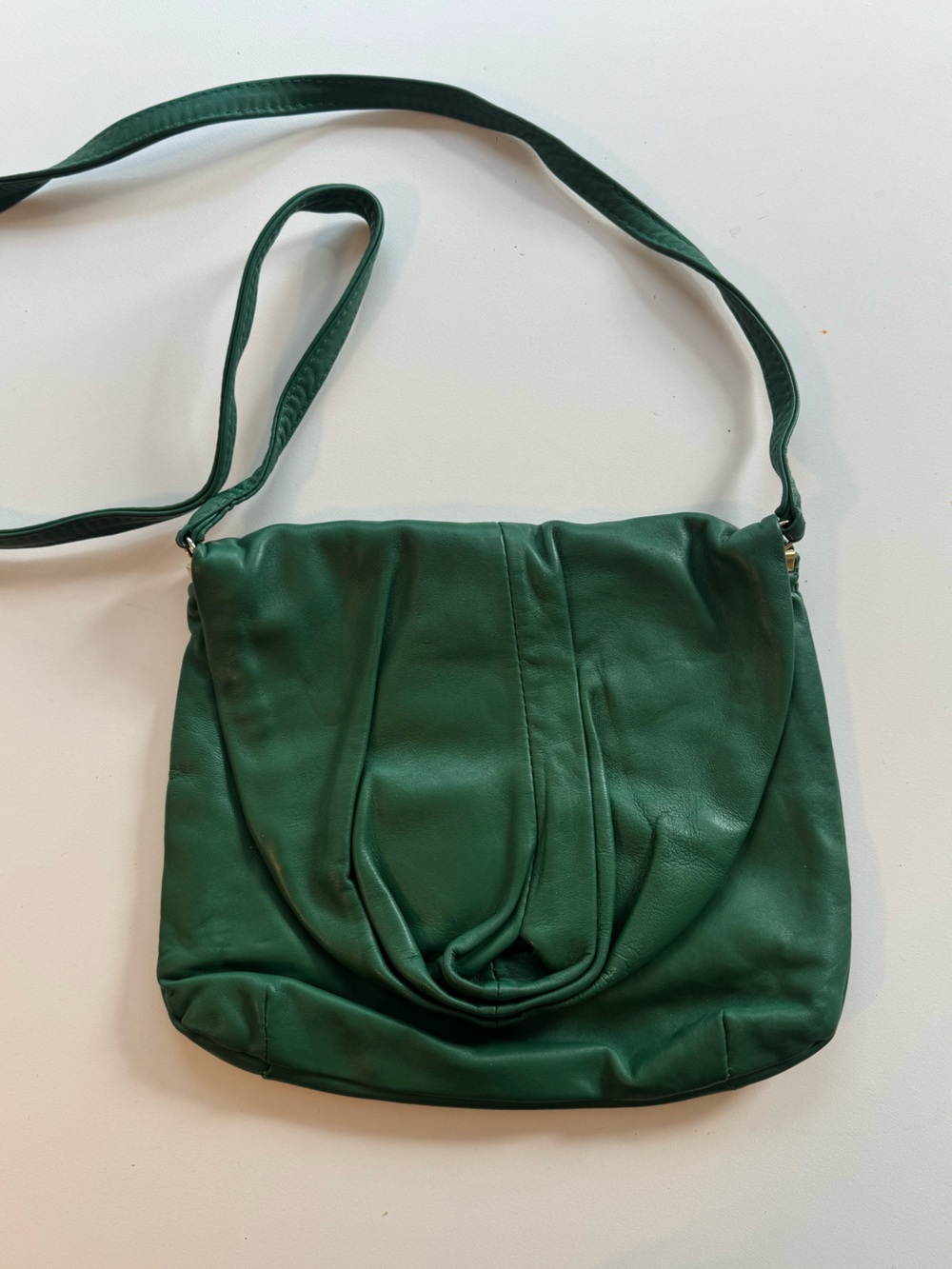 Vintage Emerald Green Leather Crossbody Bag